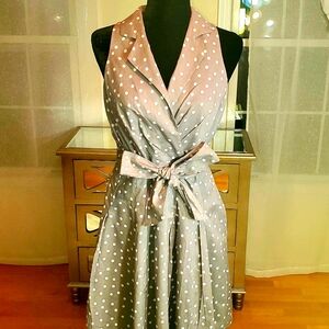 Evan-Picone Gray & White Poka Dot Vintage Dress Size 8
